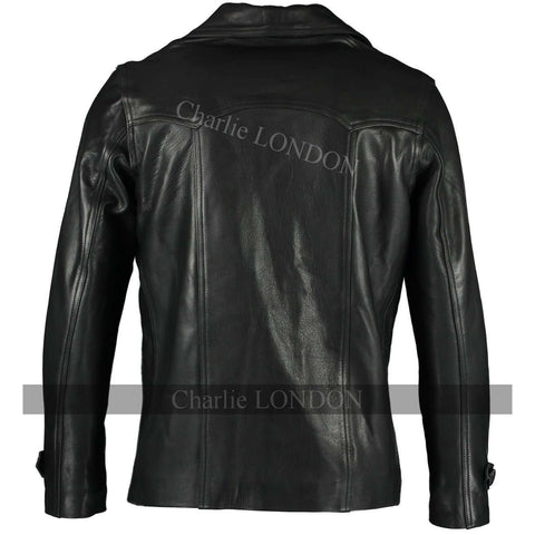Mens Heist Black Leather Jacket -