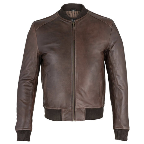 Mens Sand Style Black Bomber Leather Jacket