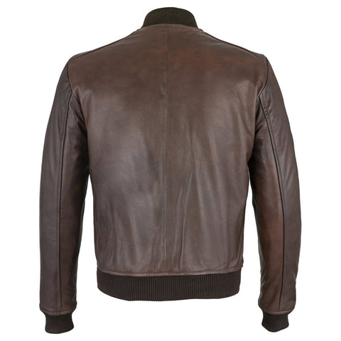 Mens Sand Style Black Bomber Leather Jacket
