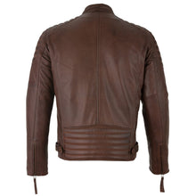 Load image into Gallery viewer, Mens Slim Fit Retro Style Biker Brown Leather Jacket - Ivar -