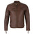 Mens Slim Fit Retro Style Biker Brown Leather Jacket - Ivar -