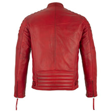 Load image into Gallery viewer, Mens Slim Fit Retro Style Biker Red Leather Jacket - Ivar -