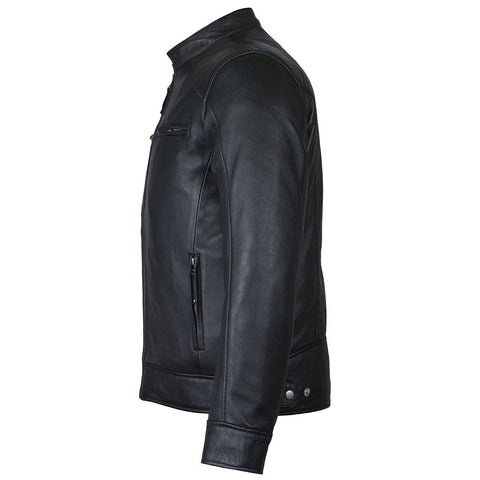 Men's Slim Fit Sword Cafe Racer Black Soft Leather Jacket -