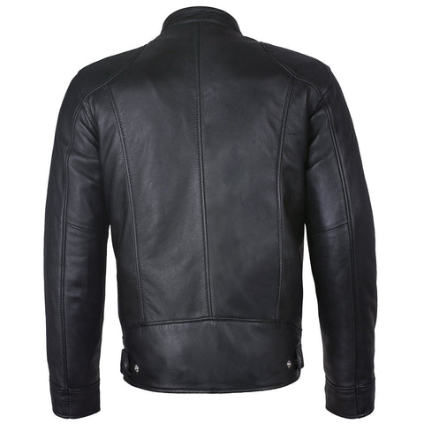 Men's Slim Fit Sword Cafe Racer Black Soft Leather Jacket -
