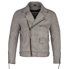 Load image into Gallery viewer, Mens Soltau Diamond Biker Style Grey Leather Jacket -