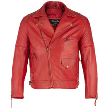 Load image into Gallery viewer, Mens Soltau Diamond Biker Style Red Leather Jacket -