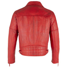 Load image into Gallery viewer, Mens Soltau Diamond Biker Style Red Leather Jacket -