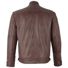 Load image into Gallery viewer, Mens Tan Diamond Leather Jacket -