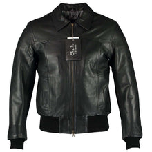 Load image into Gallery viewer, Men&#39;s The Deal Black Bomber Leather Jacket -