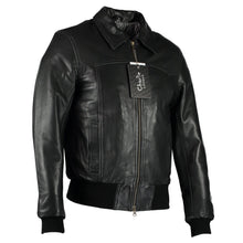 Load image into Gallery viewer, Men&#39;s The Deal Black Bomber Leather Jacket -