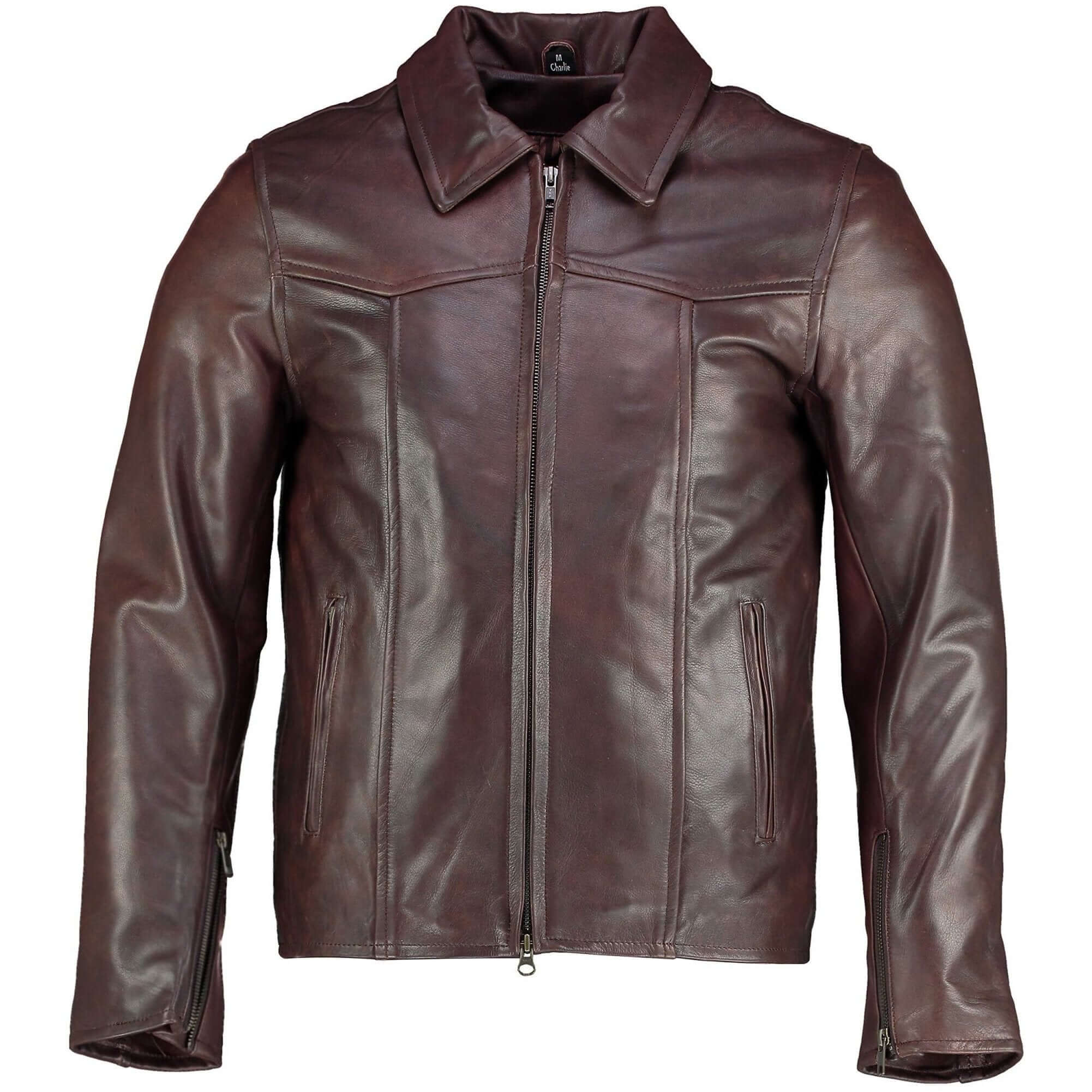 Men s The Wheelman Vintage Brown Leather Jacket Charlie London