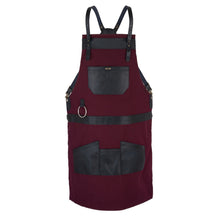 Load image into Gallery viewer, Real Leather Multi-Pocket Apron Butcher Apron - BBQ Apron - Cooking Apron -