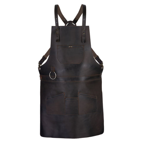 Real Leather Multi-Pocket Apron Butcher Apron - BBQ Apron - Cooking Apron -