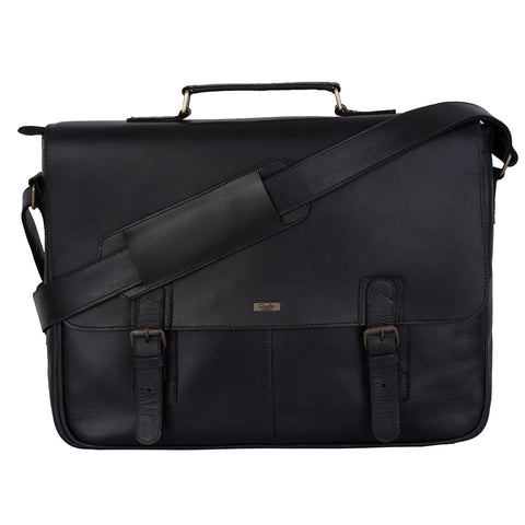 Rustic Distressed Brown Leather Laptop Messenger Bag for Men & Women -