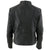 Women's Black Leather Scuba Style Jacket with Snap Mandarin Collar -