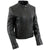 Women's Black Leather Scuba Style Jacket with Snap Mandarin Collar -
