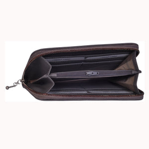 Womens Natural Dark Grey Leather Purse -