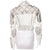 Womens Silver Tone Studded White Leather Biker Jacket